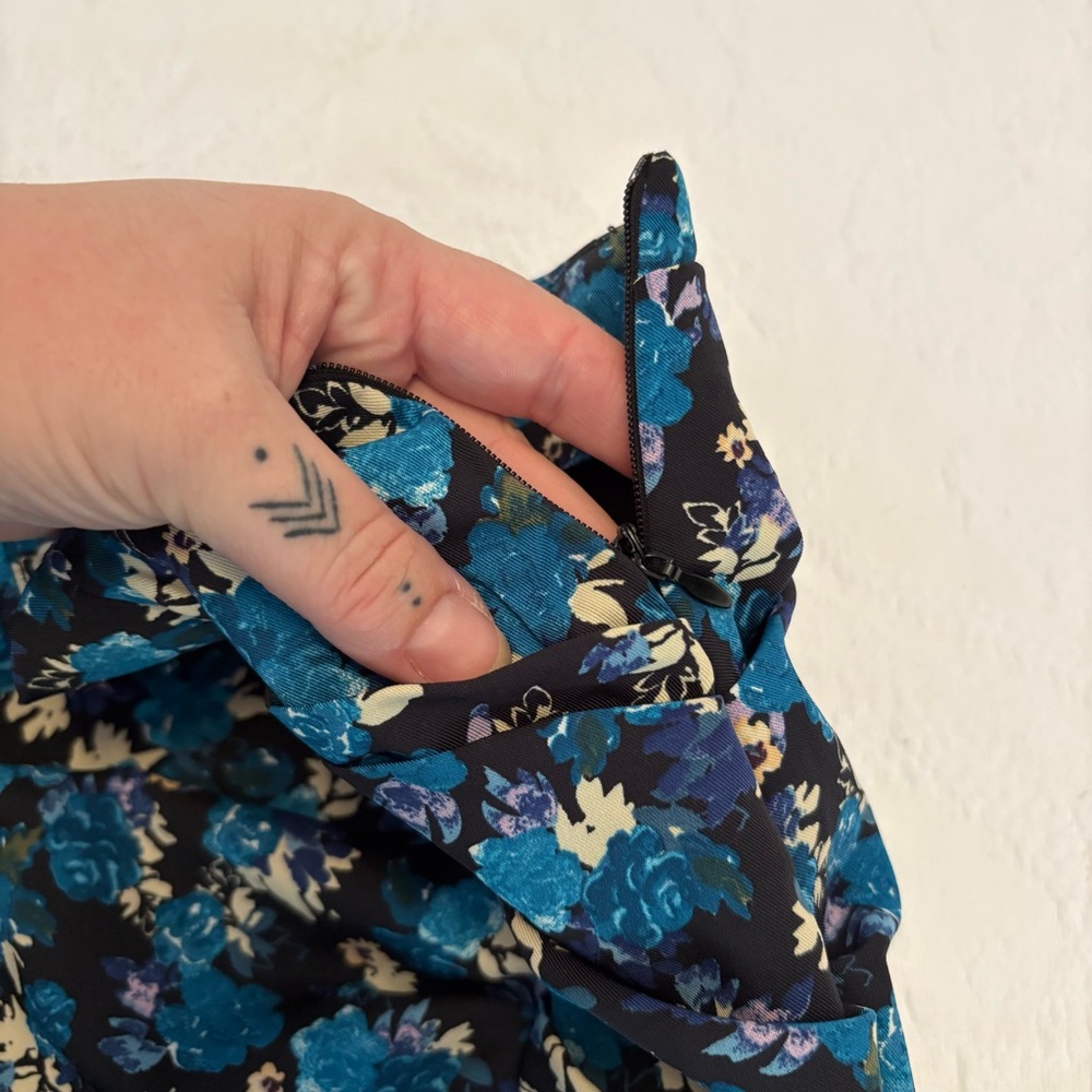 Zara Blue Floral Multicolored Rouched Mini Skirt Size Large - Picture 5 of 11